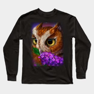 Owl and lilac Long Sleeve T-Shirt